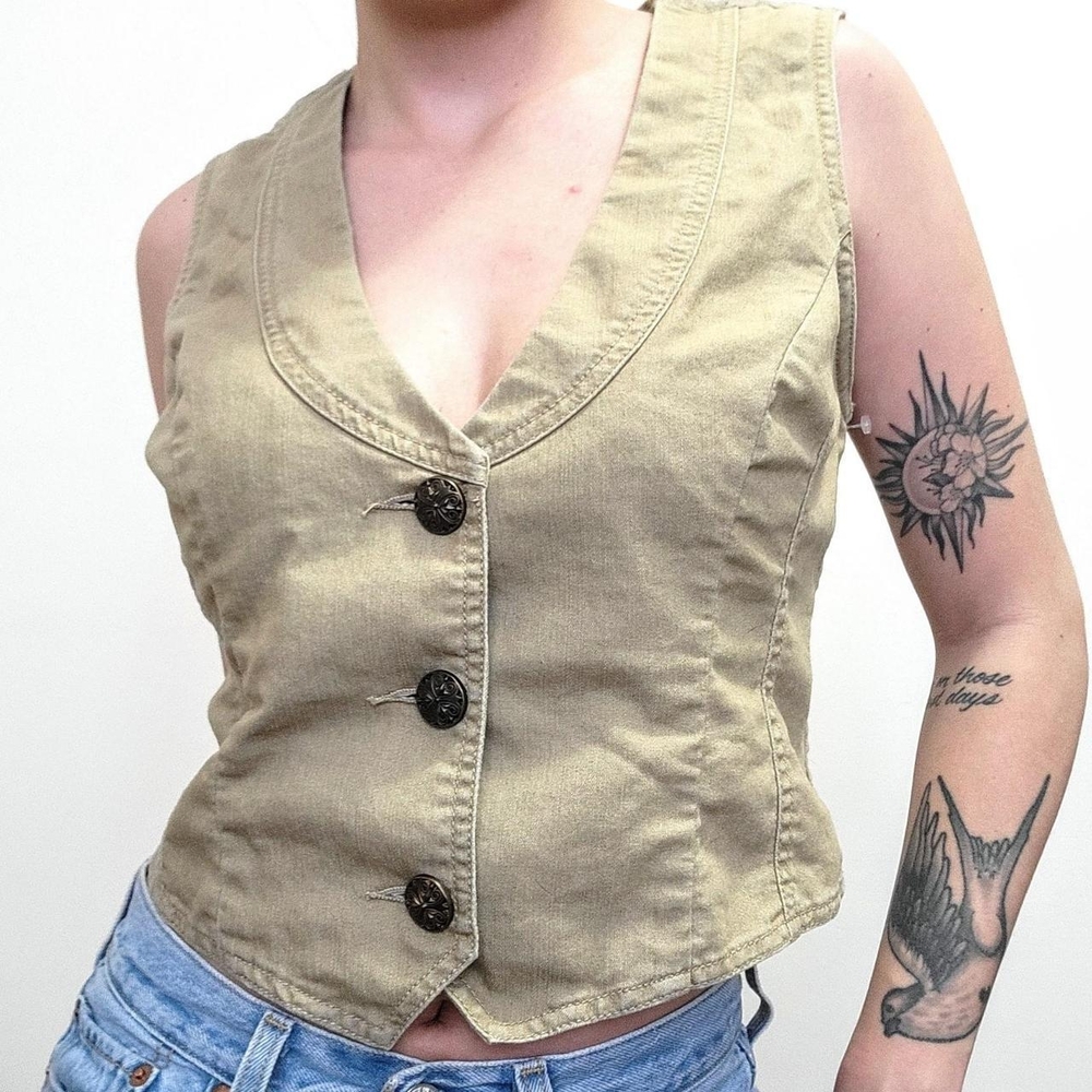 Vintage y2k / Early 2000s tan vest